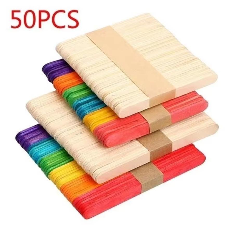 Art Craft With Ice Cream Stick - 50 stuks veel natuurlijk gekleurde houten