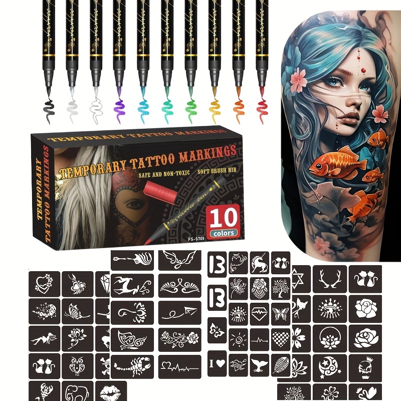 Illustration Marker Set - Tijdelijke Tattoo Marker Set 10 Kleuren