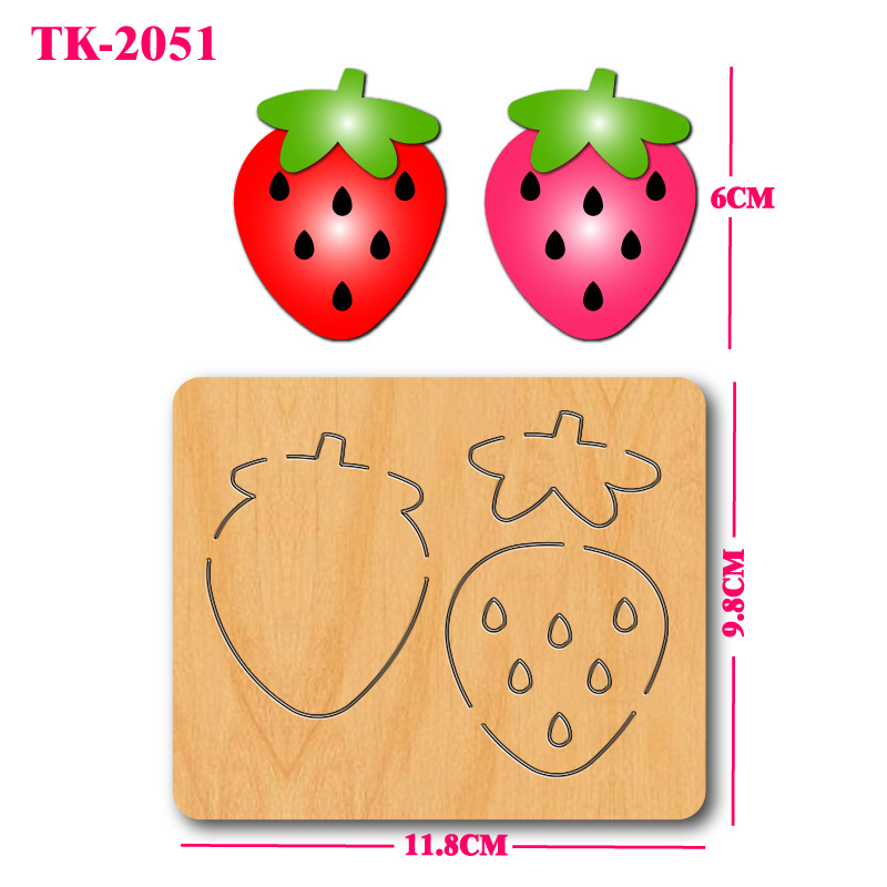 Art And Craft Exclusives - Aardbeienhouten snijmallen, doe-het-zelf handgemaakte sleutelhangers/tas-hangers/clip art,