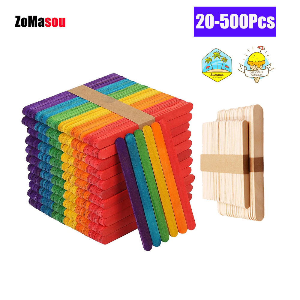 Art Craft With Ice Cream Stick - 20/100/500 Stuks Ijs Popsicle Sticks Natuurlijke